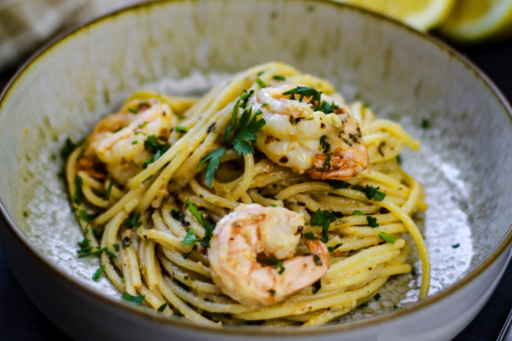 Zitronig-cremige Garnelenpasta