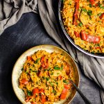 Orzo Pfanne mit Paprikahähnchen geht ruckzuck