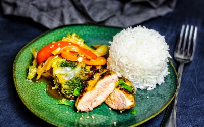 Wachtelbrust mit Teriyaki-Gemüse