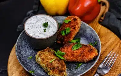 Panierte Paprika mit Feta