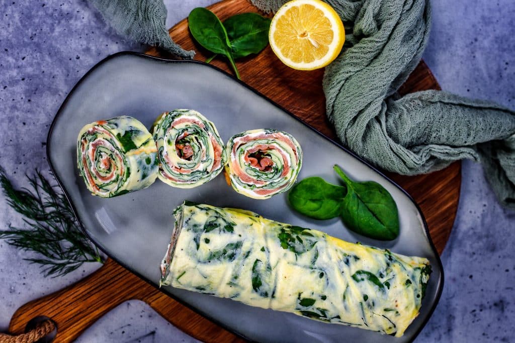 Lachsrolle mit Spinat - Low Carb