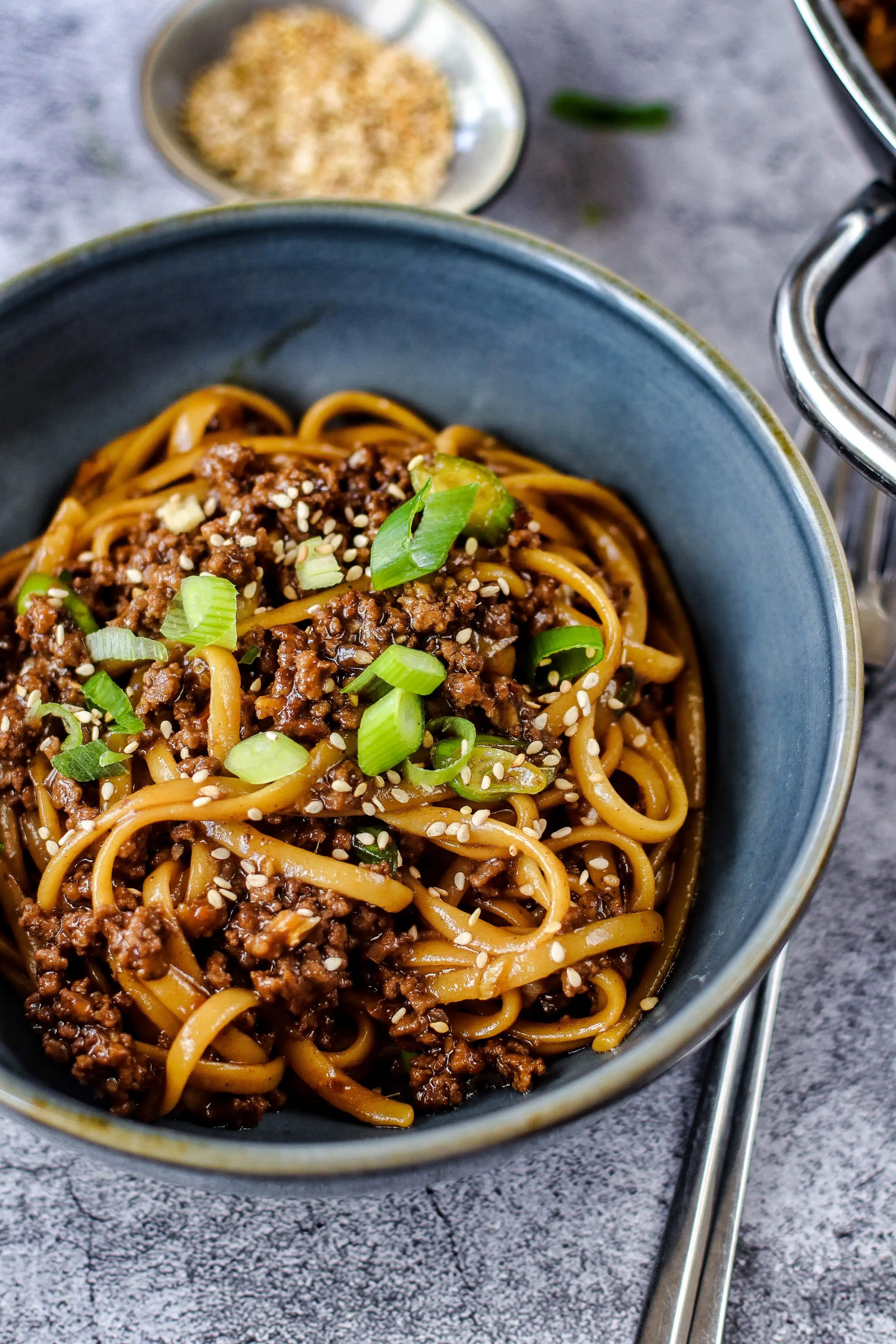 Mongolische Hackfleisch Pasta kommt aus den USA