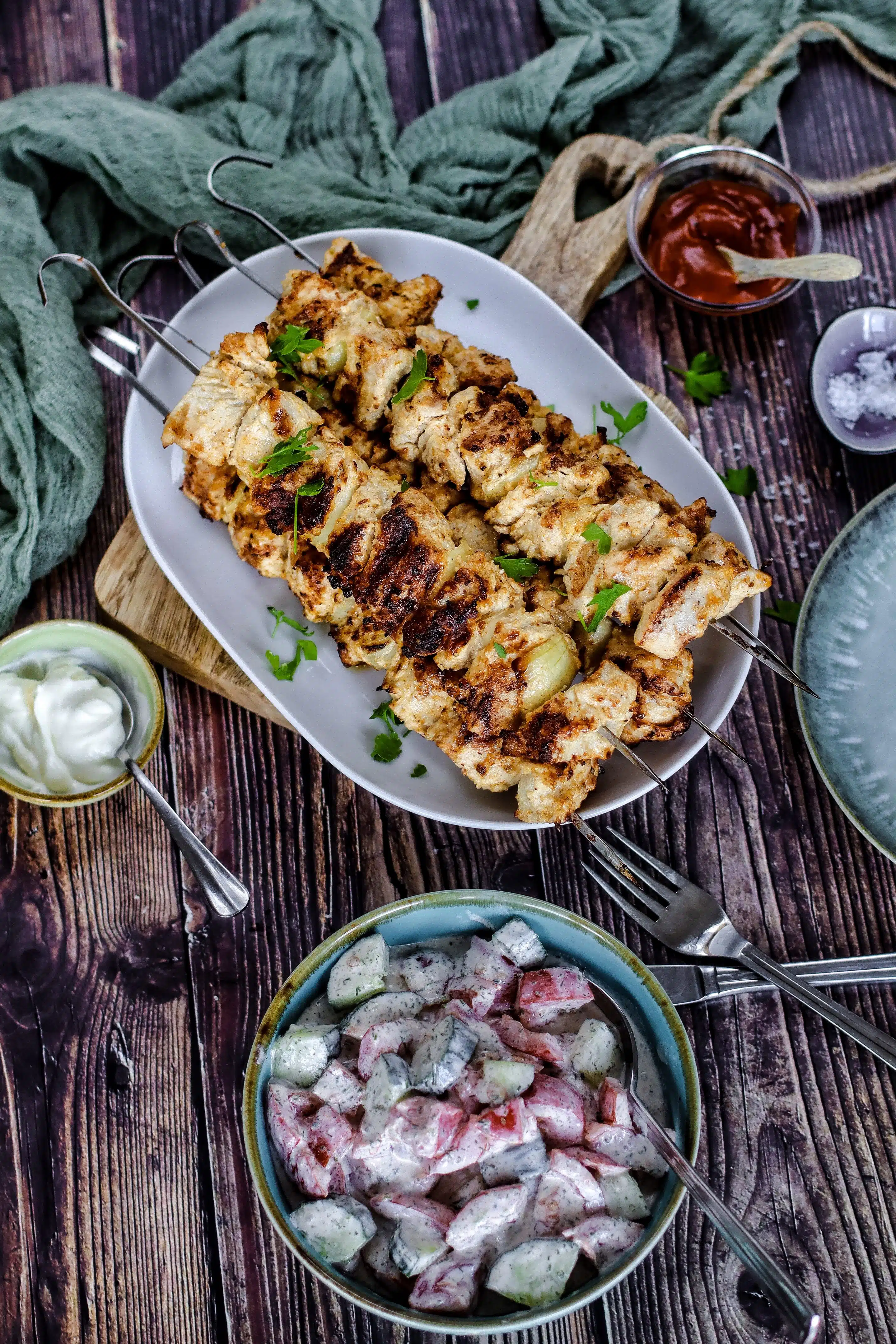 sehen diese Putenschaschlik mit Mayo nicht toll aus?