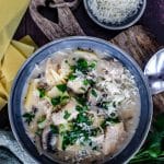 Lasagne Topf mit Hähnchen und Pilzen