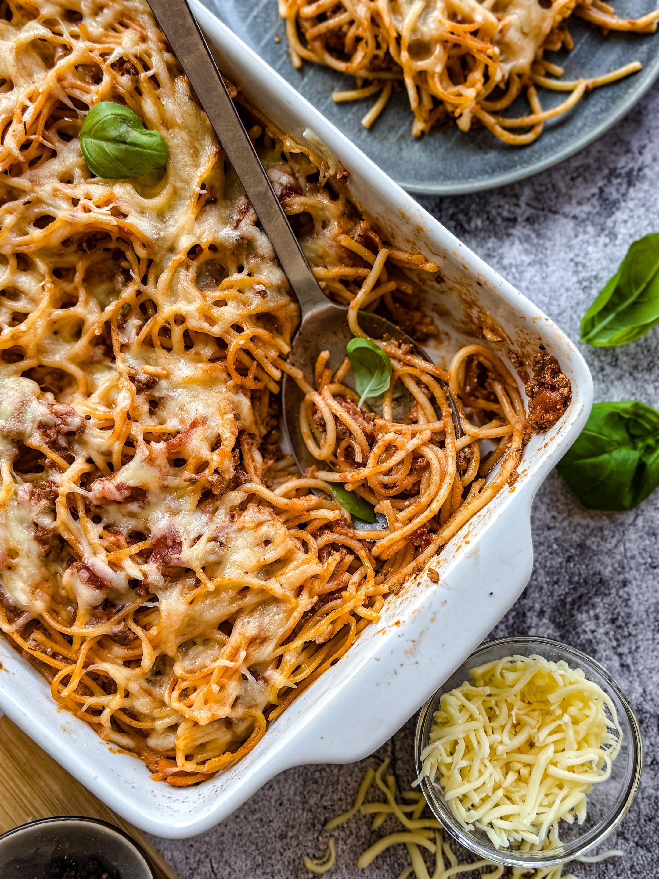 Spaghetti Auflauf mit Hackfleischsauce
