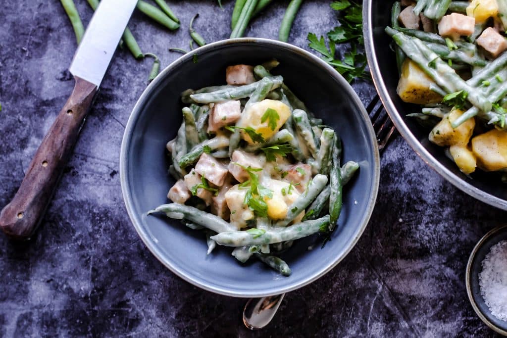 Kartoffel Bohnen Pfanne mit Kasseler