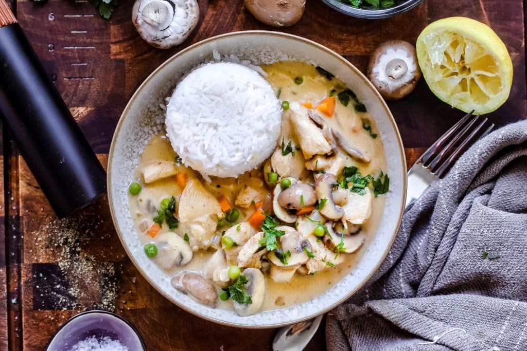 Hähnchen Geschnetzeltes im Frikassee Style