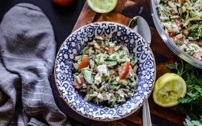 Kritharaki Salat mit Feta und Petersilie