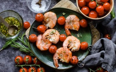 Garnelen-Spieße mit Tomaten